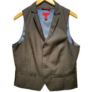 Alfani Men's Button Front Rayon Suit Vest Slim Fit Sleeveless Size S Gray Solid